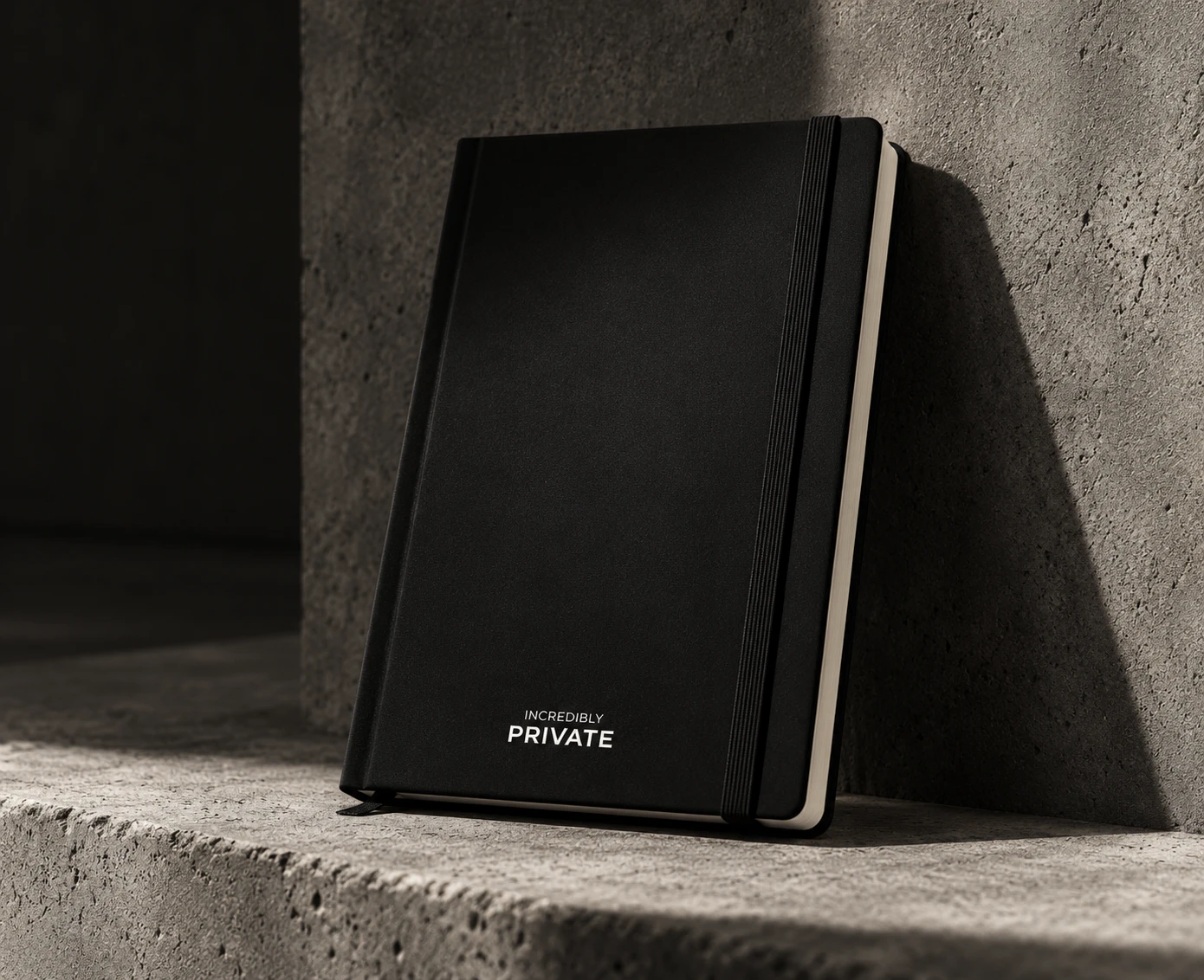 INCREDIBLY PRIVATE JOURNAL — closed hardcover journal