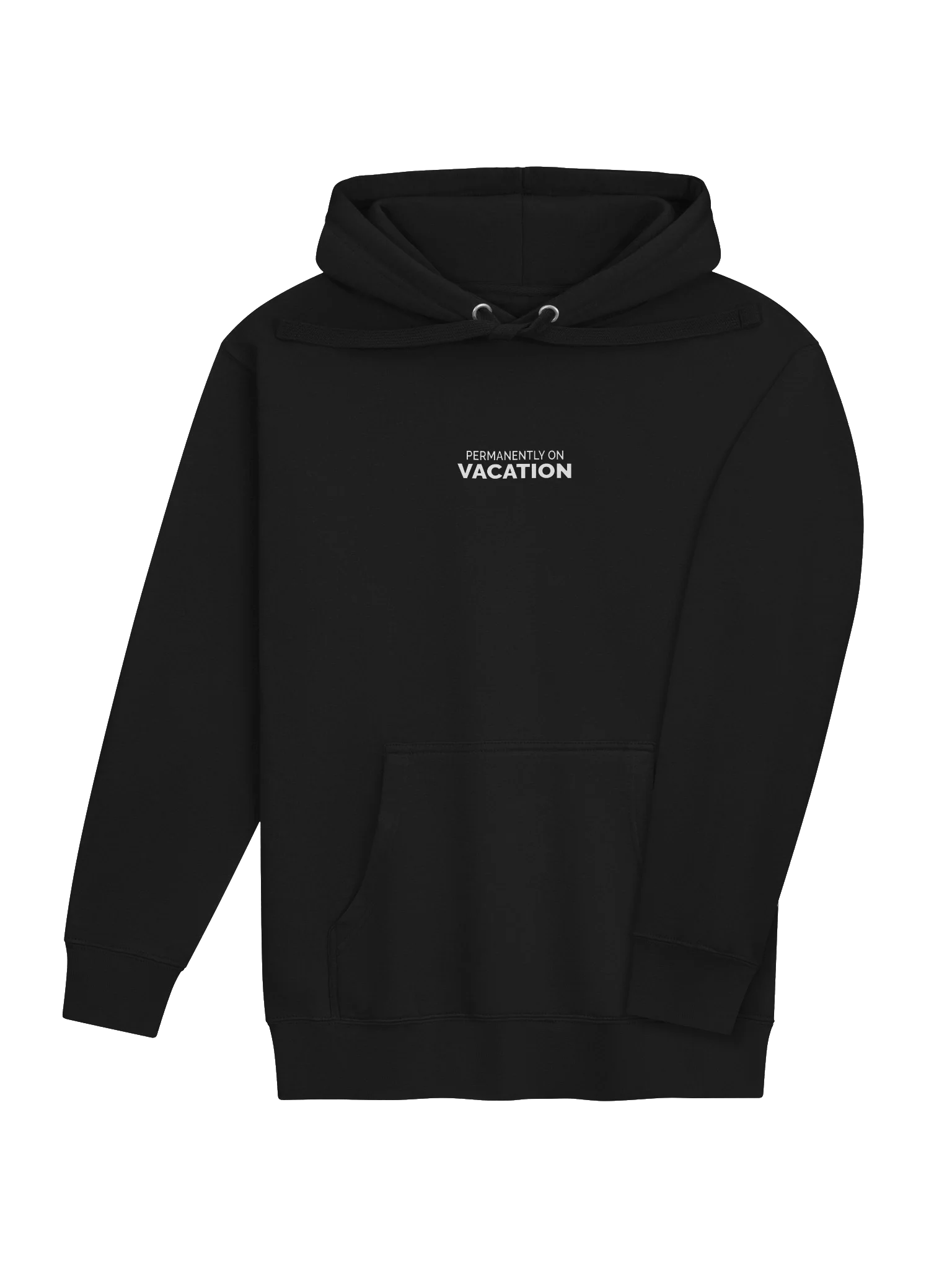 PERMANENTLY ON VACATION premium pullover hoodie — product frame
