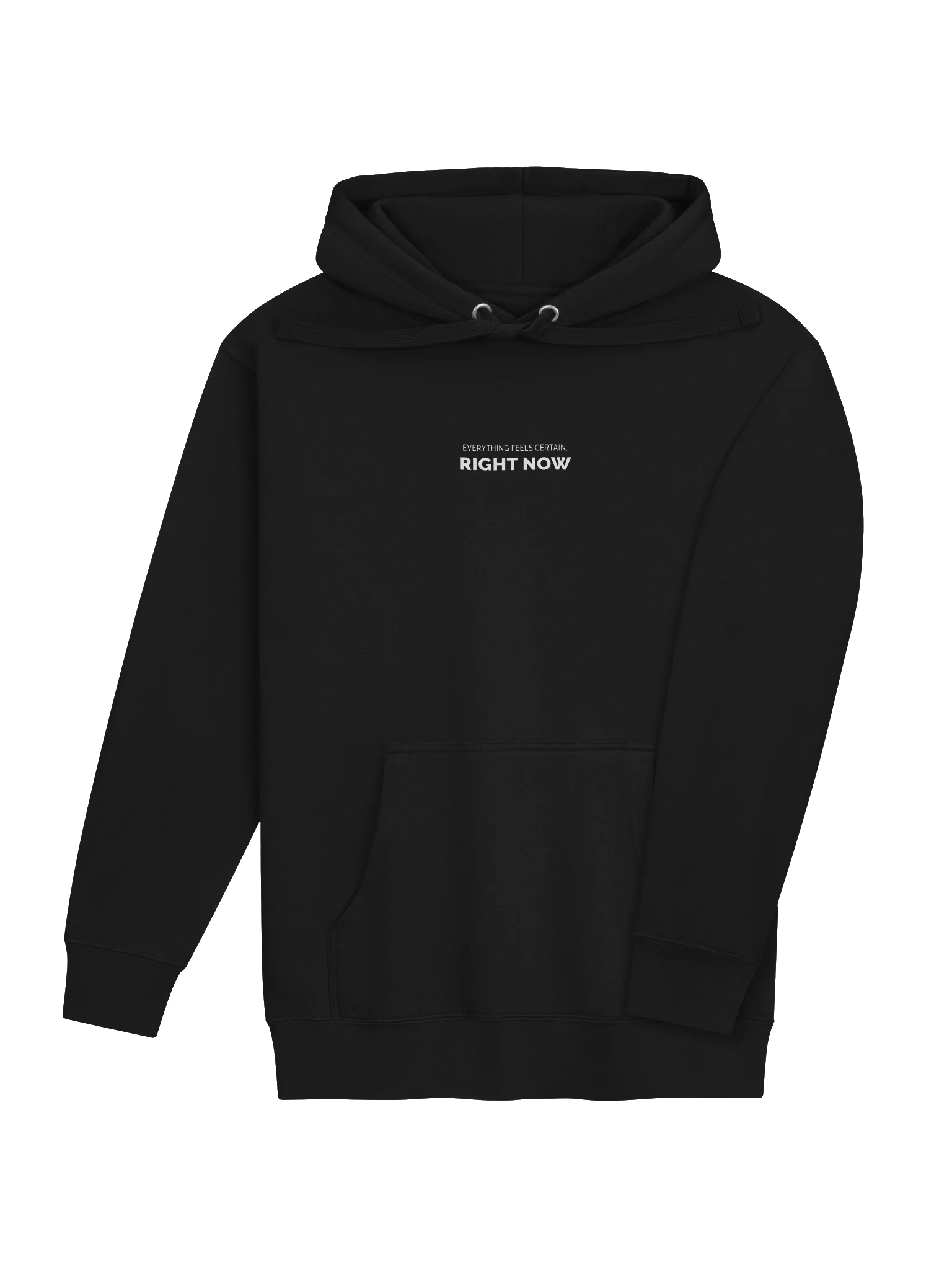 EVERYTHING FEELS CERTAIN, RIGHT NOW premium pullover hoodie — product frame