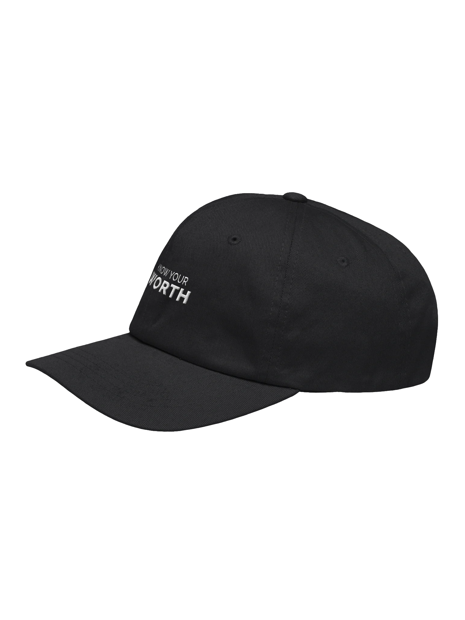 KNOW YOUR WORTH embroidered dad cap — product frame