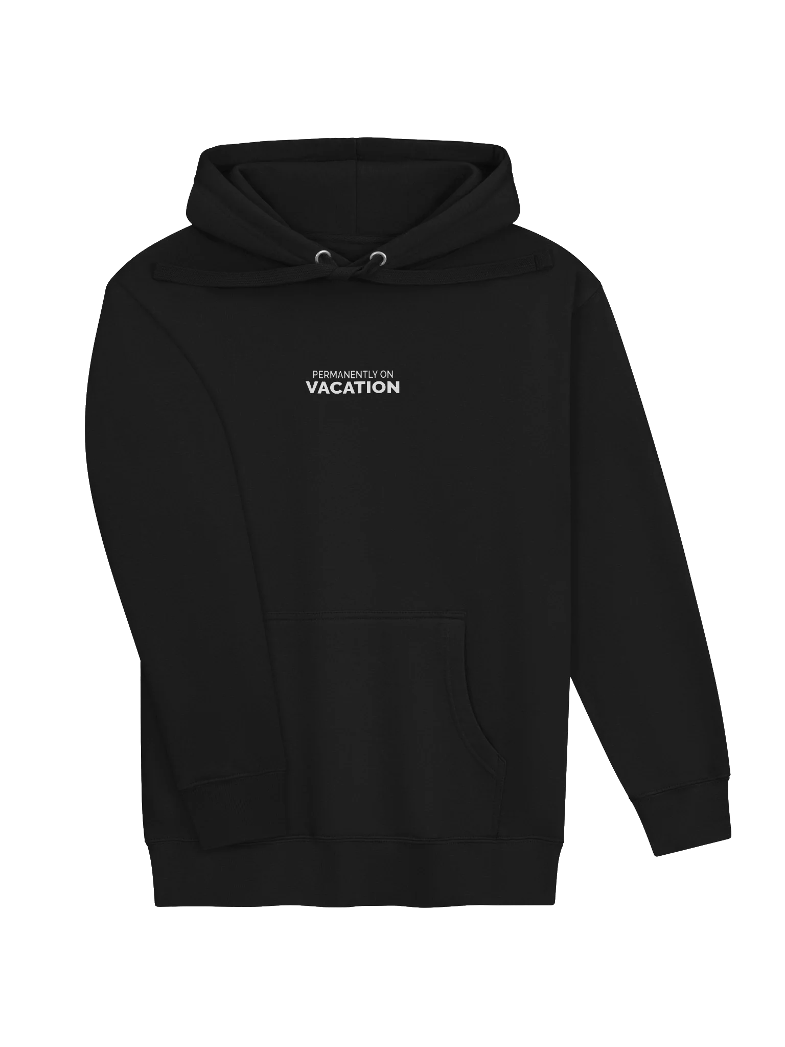 PERMANENTLY ON VACATION premium pullover hoodie — product frame